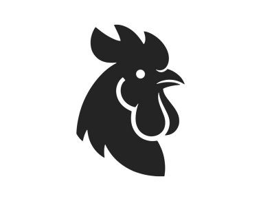 Horoz Başı Silueti Logo Vektör Simgesi Beyaz Arkaplanda İzole Edildi