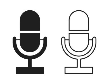 Mikrofon Simgesi Vektör Ses Kayıt Podcast Sembolü