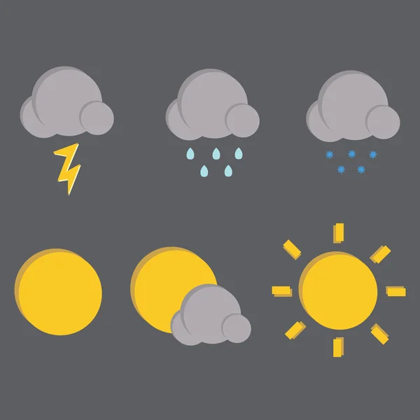Weather vector icons on dark background