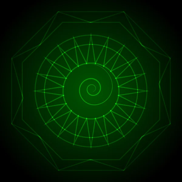 Geometry neon hexagon in green — Stock Vector