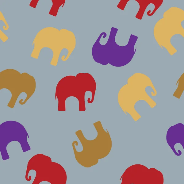 Seamless pattern with colorful elephants for textile, book cover, packaging. — Stock Vector