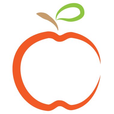 Kırmızı elma. Beyaz arkaplanda izole edilmiş dal ve yaprak ikonu