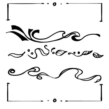 Dekoratif klasik el çizimi çiçek çerçeveleri - vektör illüstrasyonu