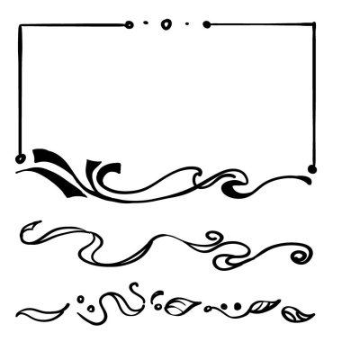 Dekoratif klasik el çizimi çiçek çerçeveleri - vektör illüstrasyonu