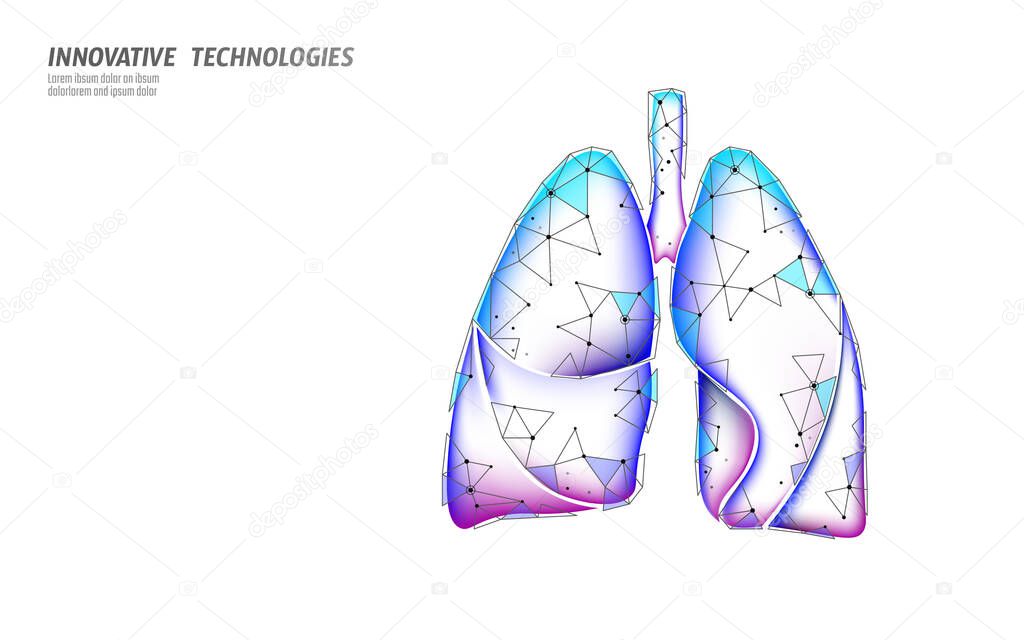 3D human lungs medicine microscopic research concept. Respiratory virus infection coronavirus treatment analysis. Therapy of tuberculosis hospital poster template vector illustration