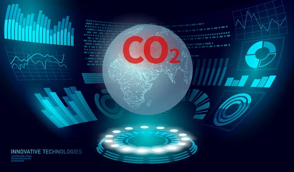 CO2 légszennyezés bolygó Föld. Növekvő grafikon a károk éghajlati probléma. Ökológia környezet veszélyes szén-dioxid. A globális felmelegedés üvegházhatásúgáz-egyensúly vektorának illusztrációja — Stock Vector