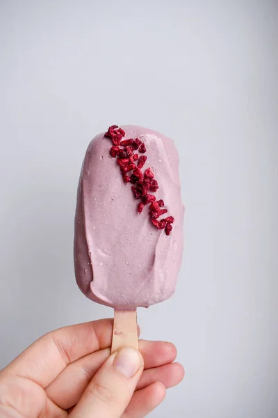 Vegan cake pops eskimo. Pink chocolate lactose free icing. Healthy dessert holiday treat sweet. Party eating popsicle top view photo — Stock Photo, Image