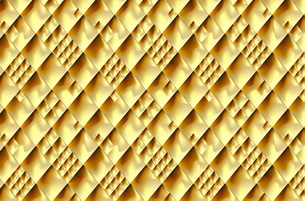 Brillante sfondo mosaico dorato. 3D realistica texture metallica incandescente. Oro griglia moderna illustrazione — Foto Stock