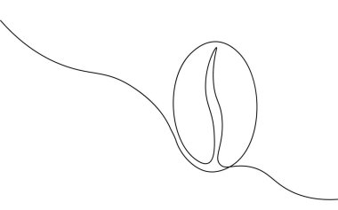 Devamlı tek satır sanatı. Kahve çekirdeği sabah kahvesi sıcak içecek silueti konsepti bir taslak çizim çizimi vektör çizimi