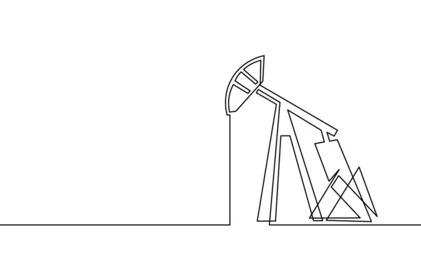 Estación de bomba de aceite de una sola línea continua. Petróleo gas economía concepto industrial. Transporte de gasolina diseño de la silueta de gasolina. Un bosquejo esquema dibujo vector ilustración — Vector de stock