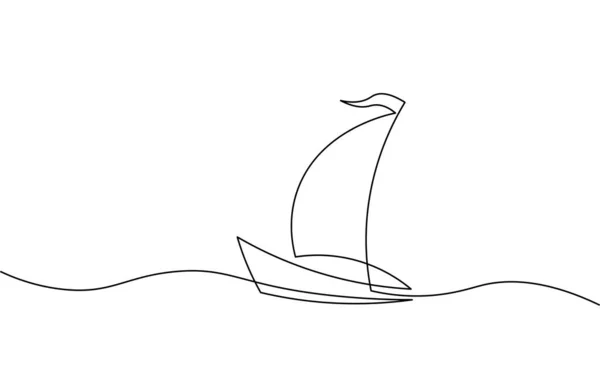 Одинарна безперервна лінія мистецтва морських човнів значок. Яхт подорожі туризм концепція силует символ дизайн. Один ескіз контуру малюнка Векторні ілюстрації — стоковий вектор
