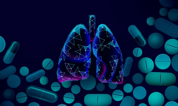 Concepto de investigación microscópica de medicina pulmonar humana 3D. Infección por virus respiratorio COVID-19 coronavirus análisis de peligro. Terapia de tuberculosis hospital cartel plantilla vector ilustración — Archivo Imágenes Vectoriales