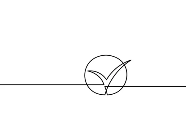 En enda kontinuerlig line check ikon siluett. Godkänd provning korrekt utformning av rätt element. En skiss klotter skiss vektor illustration — Stock vektor