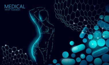 İnce şekilli siluet düşük polimerli kadın. Fitness güzeli zarif vücut. Zayıflamış beslenme takviyesi şablon vektör illüstrasyonunu tartın