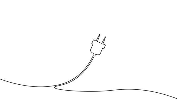 Kontinuerlig linje konst plug energi energilagring elektrisk uppladdningsbar försörjning. Ladda smartphone batteri ikon symbol industri teknik koncept. Handritning skiss vektor illustration — Stock vektor