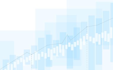 Soyut nötr iş istatistikleri grafikleri büyüyor. Mavi ışık parlayan düz tasarım. Mali ekonomi diyagramı sunum şablonu çizimi.