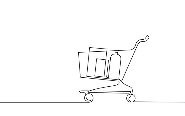 Chariot d'achat d'art en ligne continue unique. Concept de stratégie de système de test. Boutique en ligne marché du commerce. Acheter maintenant modèle de bannière. Dessiner un dessin de trait schéma illustration — Photo