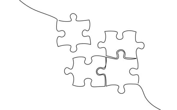 Jeu de puzzle d'art en ligne continue unique. Concept de solution de problèmes de travail d'équipe. Dessiner un dessin dessin dessin illustration art — Photo