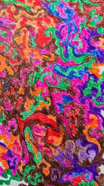 Абстрактний барвистий малюнок. Яскраві хвилі кривої мистецтва олівцем. Яскрава обкладинка шаблон кольорових шпалер ілюстрація — стокове фото