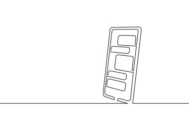 Sürekli bir satır sohbet robotu konsepti. El çizimi sosyal medya ileti diyaloğu. Metin sohbeti konuşma balonu akıllı telefon vektör çizimi