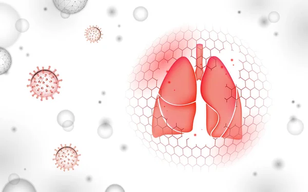 Protección baja de los pulmones humanos de poli 3D. Tecnología de recuperación de medicamentos concepto de medicina. Ilustración vectorial — Vector de stock