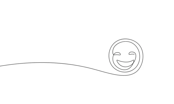 Línea continua sonrisa arte emoji. Esbozo de una sola línea de pan de jengibre hombre galleta vacaciones Navidad. Navidad al horno regalo celebración alimento elemento vector ilustración — Vector de stock