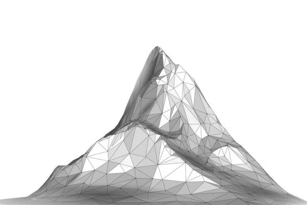 Високий гірський пік 3D ландшафт. Технологія подорожей структури сітки абстрактних цілей досягнення. Концепція командної роботи успіху бізнесу. Зимові канікули Векторні ілюстрації — стоковий вектор