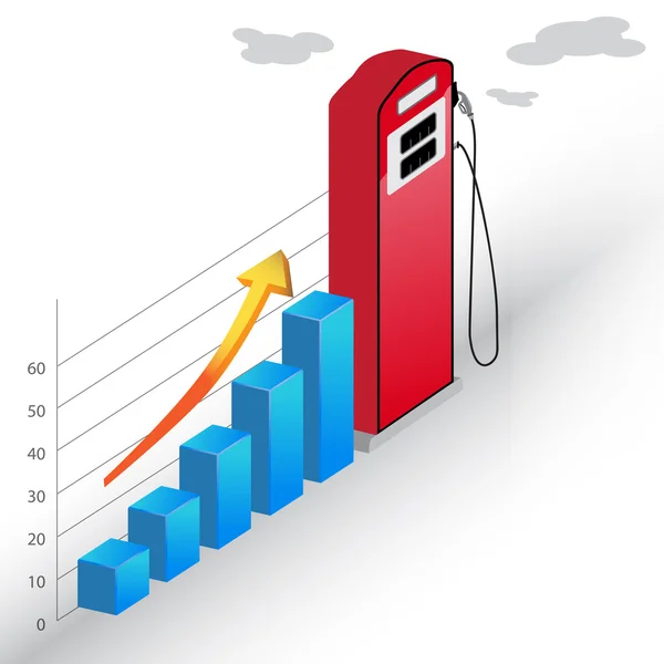 Pompa a benzina Business Statistic Bar Chart vector 3d diagramma vettoriale illustrazione — Vettoriale Stock