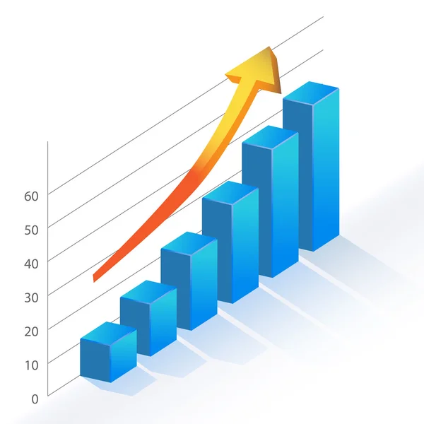Obchodní infografika pozitivní růst bar graf statistiky vektorové ilustrace — Stockový vektor