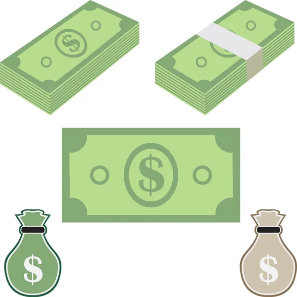 Dólar papel negócio finanças dinheiro conceito e dólar pilha de pacotes. Empilhamento de dólares Negócios de dólares americanos, edição bancária notas de notas isoladas no sinal de financiamento de riqueza de pilha branca e dólar . — Vetor de Stock