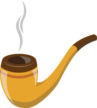 Vektör kahverengi sigara borusu. Sigara boruile Vektör modern düz tasarım simgesi. Tütün borusu, beyaz arka planda izole edilmiş sigara piposu. Tütün borusu ile beyefendi seti.