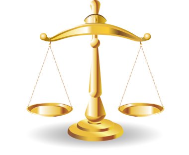 Scales of Justice symbolizing the measure of a cases support and opposition in a court of law. Scales of Justice vector. Illustration Scales of Justice. clipart