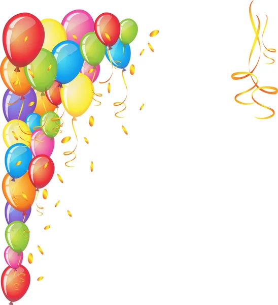 3D reális színes csomó boldog születésnapot léggömb Vector háttér a párt és ünneplés a hely a szöveg elszigetelt fehér. Vektoros illusztráció — Stock Vector
