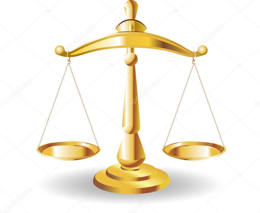 Scales of Justice symbolizing the measure of a cases support and opposition in a court of law ...