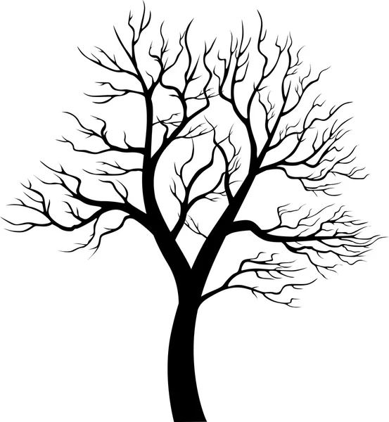 Silueta de árbol sobre fondo blanco - ilustración vectorial detallada — Archivo Imágenes Vectoriales