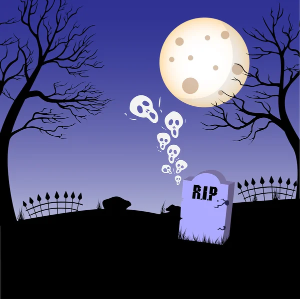 Tumba, lápida, resto en el icono del vector de la paz en el tema de Halloween — Vector de stock