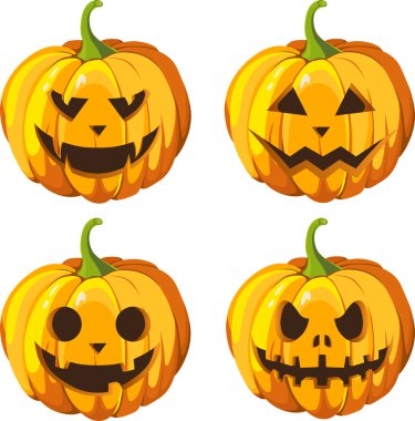 Halloween pumpkins ayarlayın. Vektör emoji simgeleri çizim