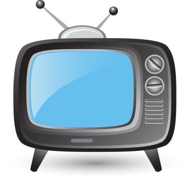 Retro tv vektörbeyaz bir arka plan üzerinde düz tasarım ayarlayın. Illüstrasyon