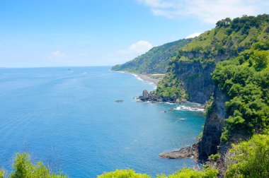 Plaj sahne harika manzaraya Bali Asah tepenin doğu. BUGBUG köy Karangasem Bali.
