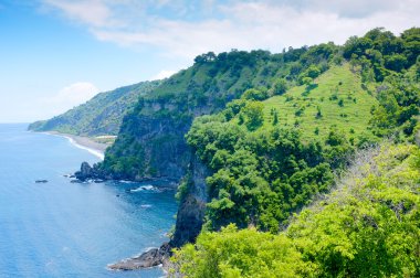 Plaj sahne harika manzaraya Bali Asah tepenin doğu. BUGBUG köy Karangasem Bali.