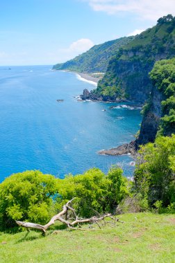 Plaj sahne harika manzaraya Bali Asah tepenin doğu. BUGBUG köy Karangasem Bali.