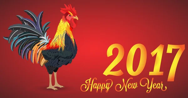 Rok kohouta slaví Nový rok 2017 vektorové ilustrace, grafické prvky, blahopřání, čínský Nový rok — Stockový vektor