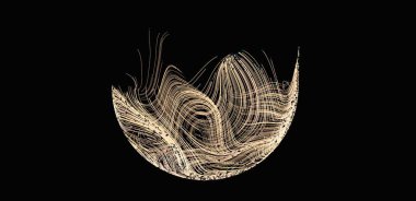 Siyah Çizgiler Üzerinde Soyut Altın Çizgiler