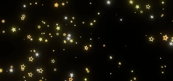 Siyah Üzerine Altın & Beyaz Yıldızlar