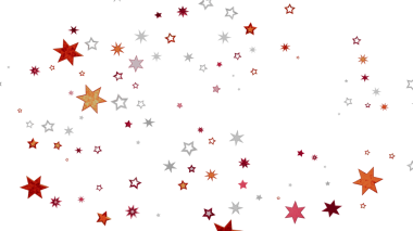 Kırmızı, Turuncu ve Gümüş Yıldızlar Beyaz Üzerine Dağıldı