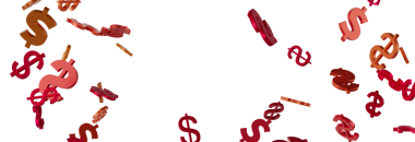 Animasyon turuncu dolar arka planı. Para tepeden tırnağa uçar..