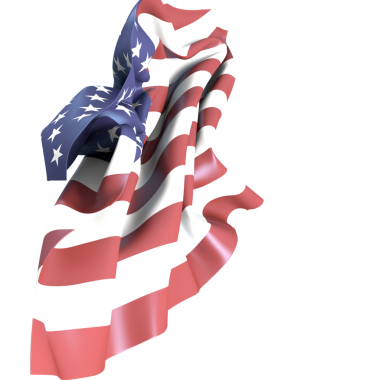 Beyaz üzerinde izole Amerikan bayrağı sallayarak