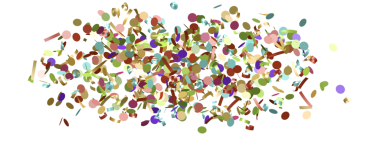 Şeffaf arkaplanda çok renkli kağıt konfetisi. 