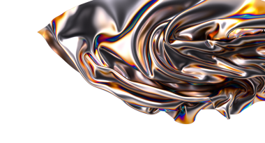 Işıldayan yanardöner kumaş perdeler büyüleyici bir soyut tasarım yaratıyor.