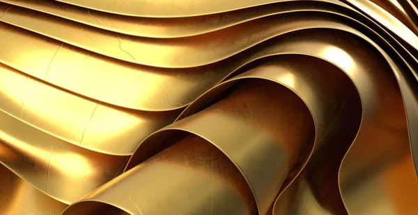 Soyut Altın Metal Dalgalar Arkaplan Dokusu
